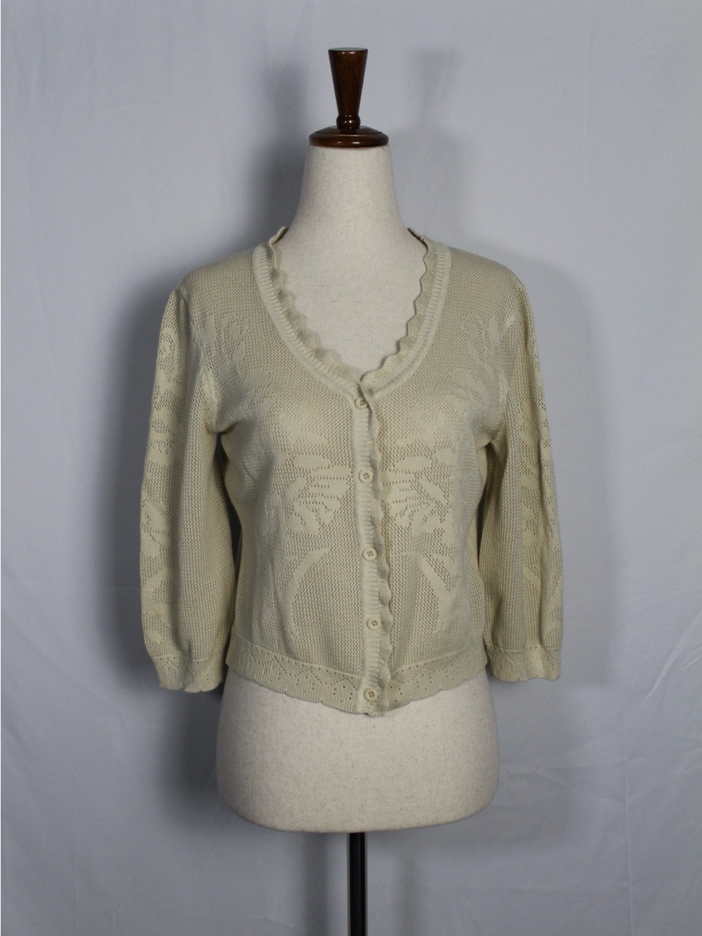 Vintage Cream Button Up Floral Cardigan
